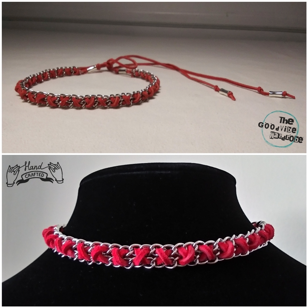 Leather Chain Choker Necklace